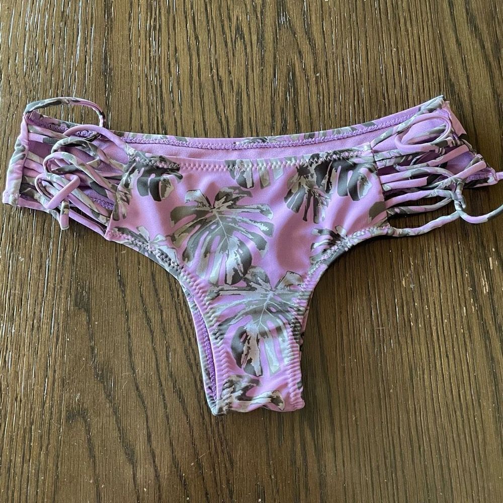 Lavender Green Tropical Palm Swim Bikini bottoms, Small